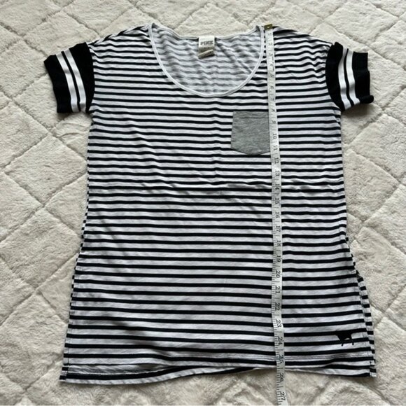 Victoria's Secret PINK | Striped Oversized Pocket Tee Shirt | Size Small - Picture 9 of 9